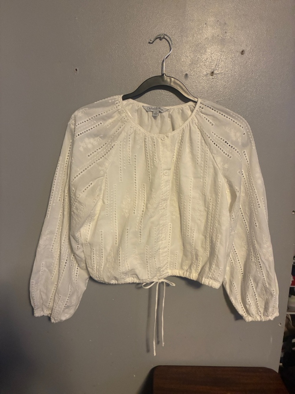 Ophelia Rose White Eyelet Drawstring Blouse